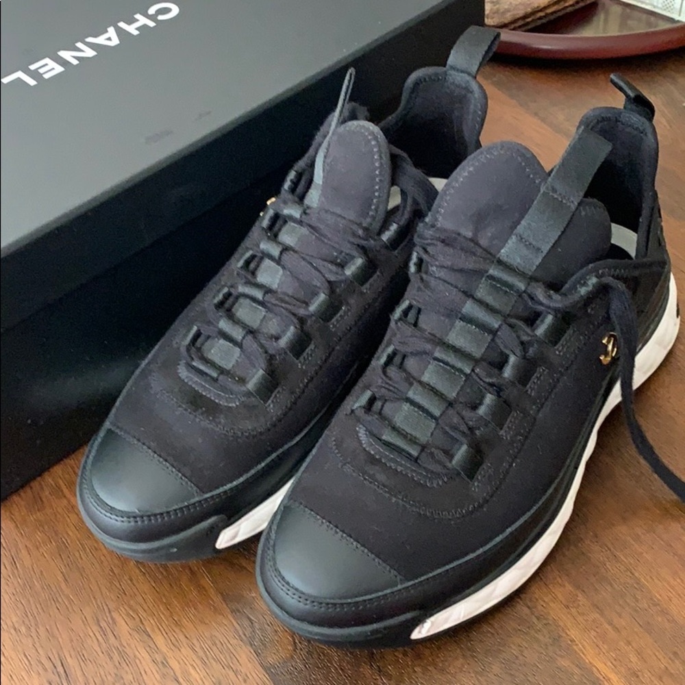 Chanel Black Sneakers Sz 8 Preowned